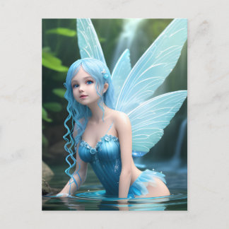 Blauw waterbad briefkaart
