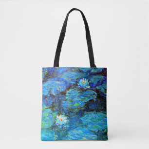 Blauw watergelieerd, kunstschilderij draagtas