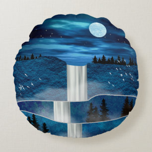 Blauw waterval Sierkussen Rond Kussen
