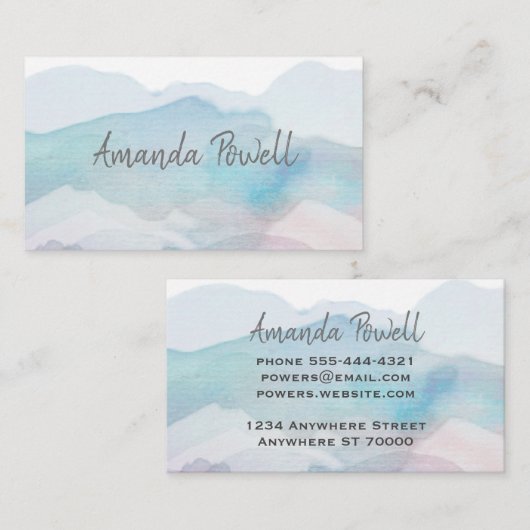 blauw waterverf abstract artistiek visitekaartje (Voorkant / Achterkant)