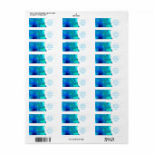 Blauw waterverf abstract oceaanontwerp etiket (Full Sheet)