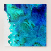 Blauw waterverf abstract oceaanontwerp legpuzzel (Horizontaal)