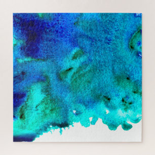 Blauw waterverf abstract oceaanontwerp legpuzzel