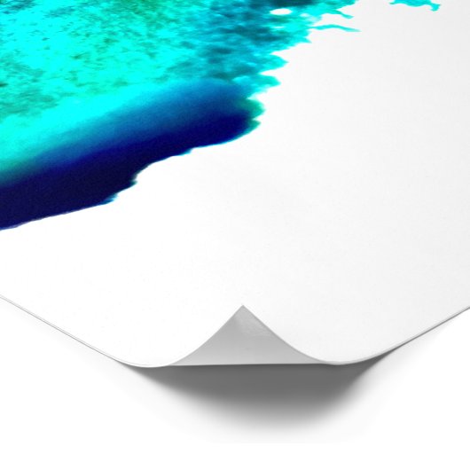Blauw waterverf abstract oceaanontwerp poster (Hoek)