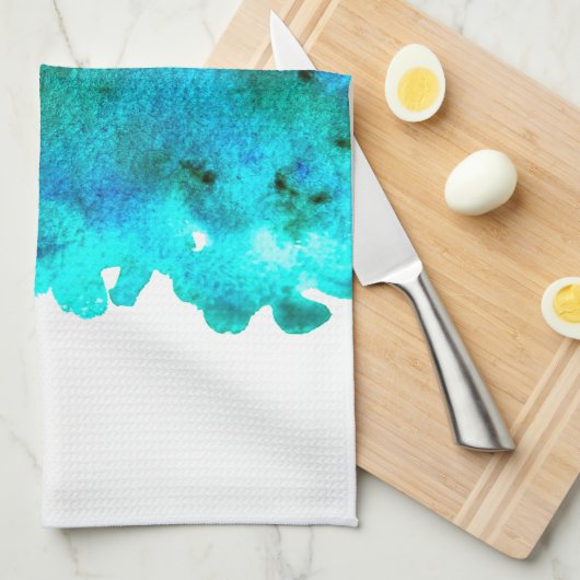 Blauw waterverf abstract oceaanontwerp theedoek (Quarter Fold)