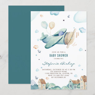 blauw Waterverf Baby shower jongen Kaart