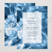 Blauw Waterverf bloem Boorontwerp Kaart (Voorkant / Achterkant)
