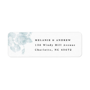 Blauw waterverf bloemmotief retouradres Vintage Etiket