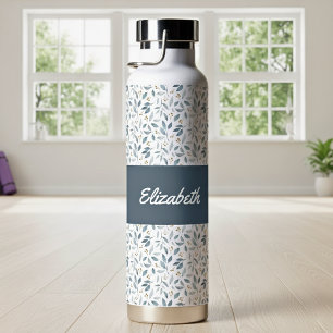 Blauw Waterverf Botanisch Patroonnaam Waterfles