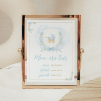 Blauw Waterverf Crest Baby shower Moeder Osa Bar