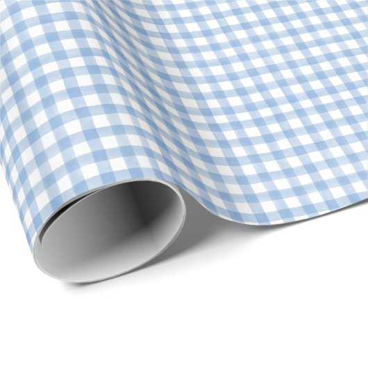 Blauw Waterverf Gingham-pakpapier Cadeaupapier (Rol Hoek)
