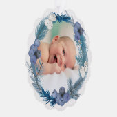 blauw waterverf lijst Doop dank u Ornament Kaart (Rechts)