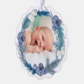 blauw waterverf lijst Doop dank u Ornament Kaart (Links)