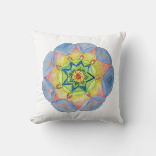 Blauw Waterverf Mandala Kussen 41 cm x 41 cm