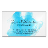 Blauw, waterverf, modern, chic magnetisch visitekaartje (Voorkant)