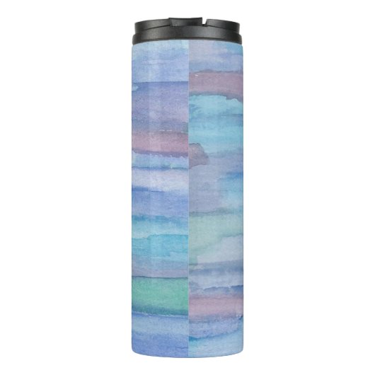 Blauw Waterverf Patroon Thermosbeker (Achterkant)