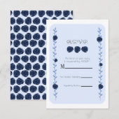 Blauw Waterverf Roos Vines Cottage Chic RSVP Antwo (Voorkant / Achterkant)
