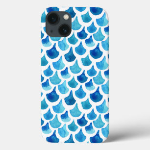 Blauw Waterverf - Schaalpatroon iPhone 13 Hoesje