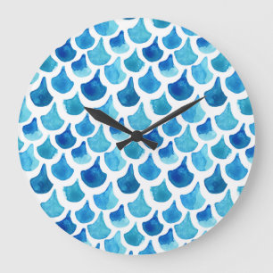 Blauw Waterverf - Schaalpatroon Grote Klok