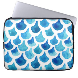 Blauw Waterverf - Schaalpatroon Laptop Sleeve
