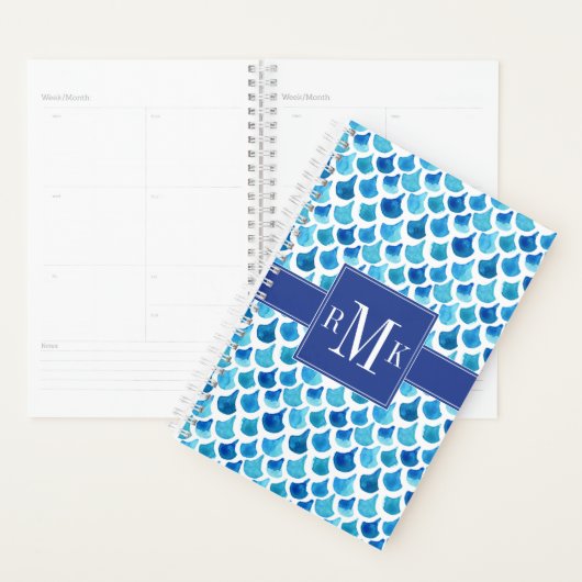 Blauw Waterverf - Schaalpatroon Planner (Display)