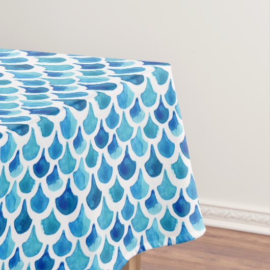 Blauw Waterverf - Schaalpatroon Tafelkleed (Voorbeeld)