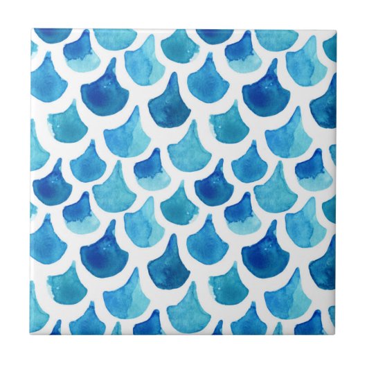 Blauw Waterverf - Schaalpatroon Tegeltje (Voorkant)