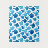 Blauw Waterverf - Schaalpatroon Wandkleed (Voorkant)