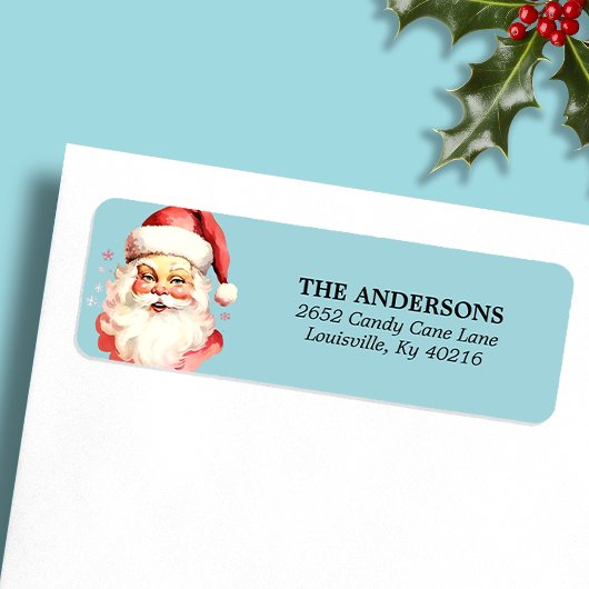 Blauw  Waterverf Sinterklaas Kerstmis Etiket