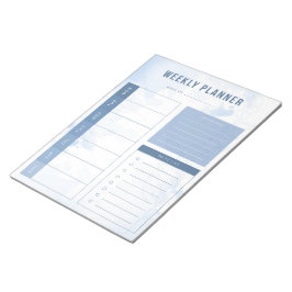Blauw Waterverf Wekelijkse planner Notitieblok