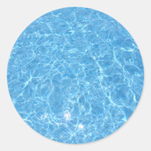 Blauw Waterzwembad Elegante Trendy Blank Sjabloon Ronde Sticker
