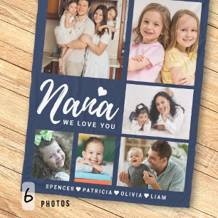 Blauw We Love You Nana Kleinkinderen 6 Foto Collag Fleece Deken