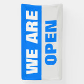 blauw we zijn open sjabloon business banner teken (Verticaal)