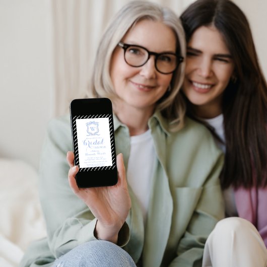 Blauw Wedgwood Monogram Wapenschild Grandmillenial Kaart