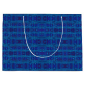 Blauw weef, abstracte geometrisch patroon, met de  large cadeautasje (Voorkant)