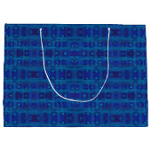 Blauw weef, abstracte geometrisch patroon, met de  large cadeautasje (Achterkant)