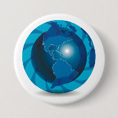 Blauw Wereldbol Ronde Button 7,6 Cm (Voorkant)