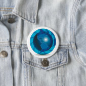 Blauw Wereldbol Ronde Button 7,6 Cm (In situ)