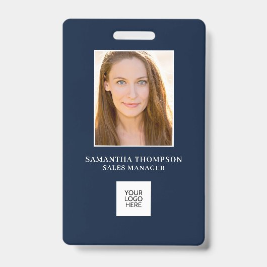 Blauw Werknemersfoto ID Logo Badge (Voorzijde)