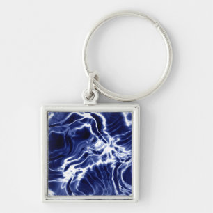 Blauw wervelend patroon  sleutelhanger
