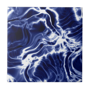 Blauw wervelend patroon tegeltje