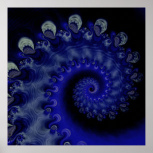 Blauw wervelfractal Poster