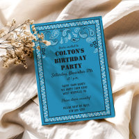 Blauw Western Bandana Print Verjaardagsfeest