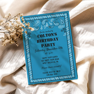Blauw Western Bandana Print Verjaardagsfeest Kaart