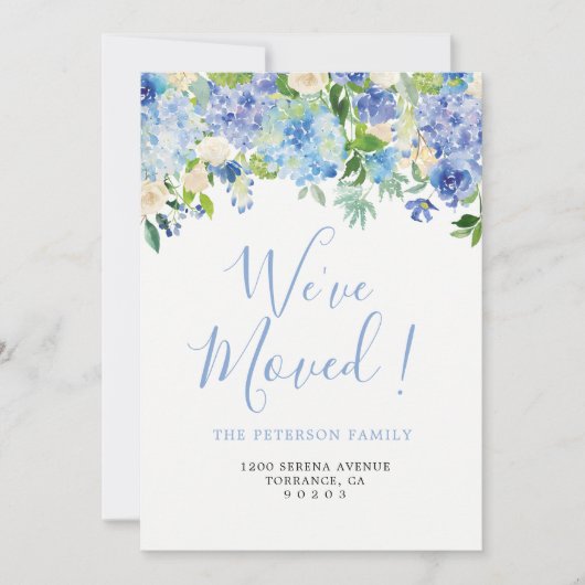Blauw We've Moved | Verhuisberichtkaarten Aankondiging (Voorkant)
