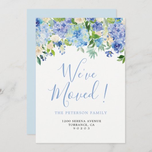 Blauw We've Moved | Verhuisberichtkaarten Aankondiging (Voorkant / Achterkant)