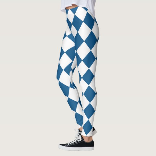 Blauw | White Classic Diamond Harlequins Pattern Leggings (Links)