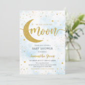 Blauw Wij zijn Over de Maan Baby Shower Kaart (Staand voorkant)