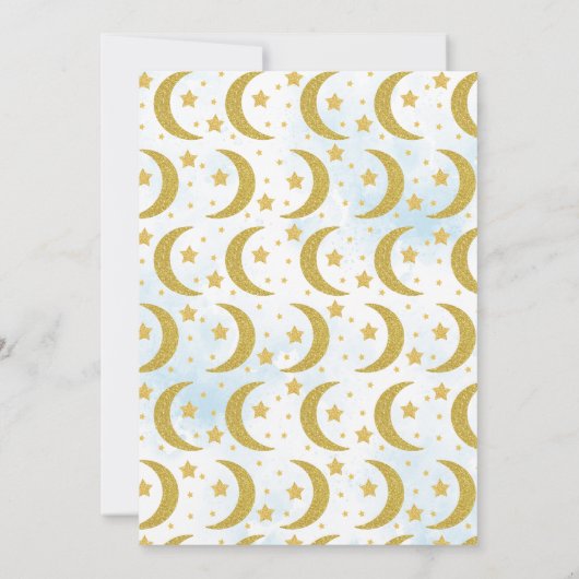 Blauw Wij zijn Over de Maan Baby Shower Kaart (Achterkant)