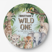 Blauw wild één oerwoud 1e verjaardag papieren bordje (Voorkant)